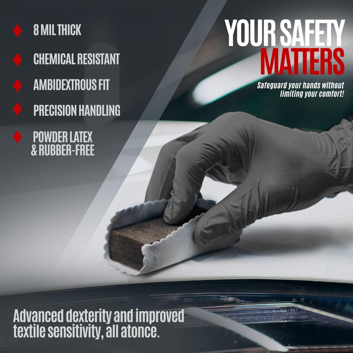 imageMED PRIDE Maxx Strength Nitrile Industrial Black 8 Mil Thick  Diamond Texture Disposable HeavyDuty TearResistant100