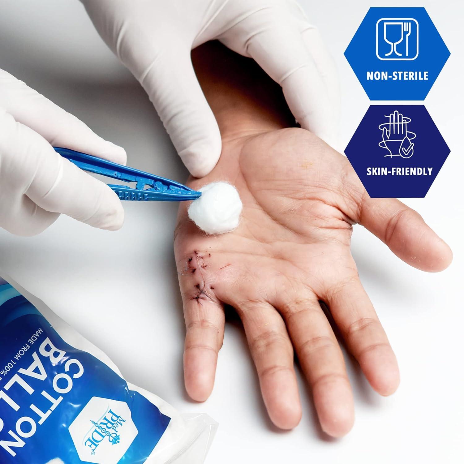 imageMED PRIDE Medical Cotton Balls 100 Pure Cotton Ultra Soft 300 Count for Ears Face Makeup Removal Nail Polish Lotions Absorbent Multipurpose Use