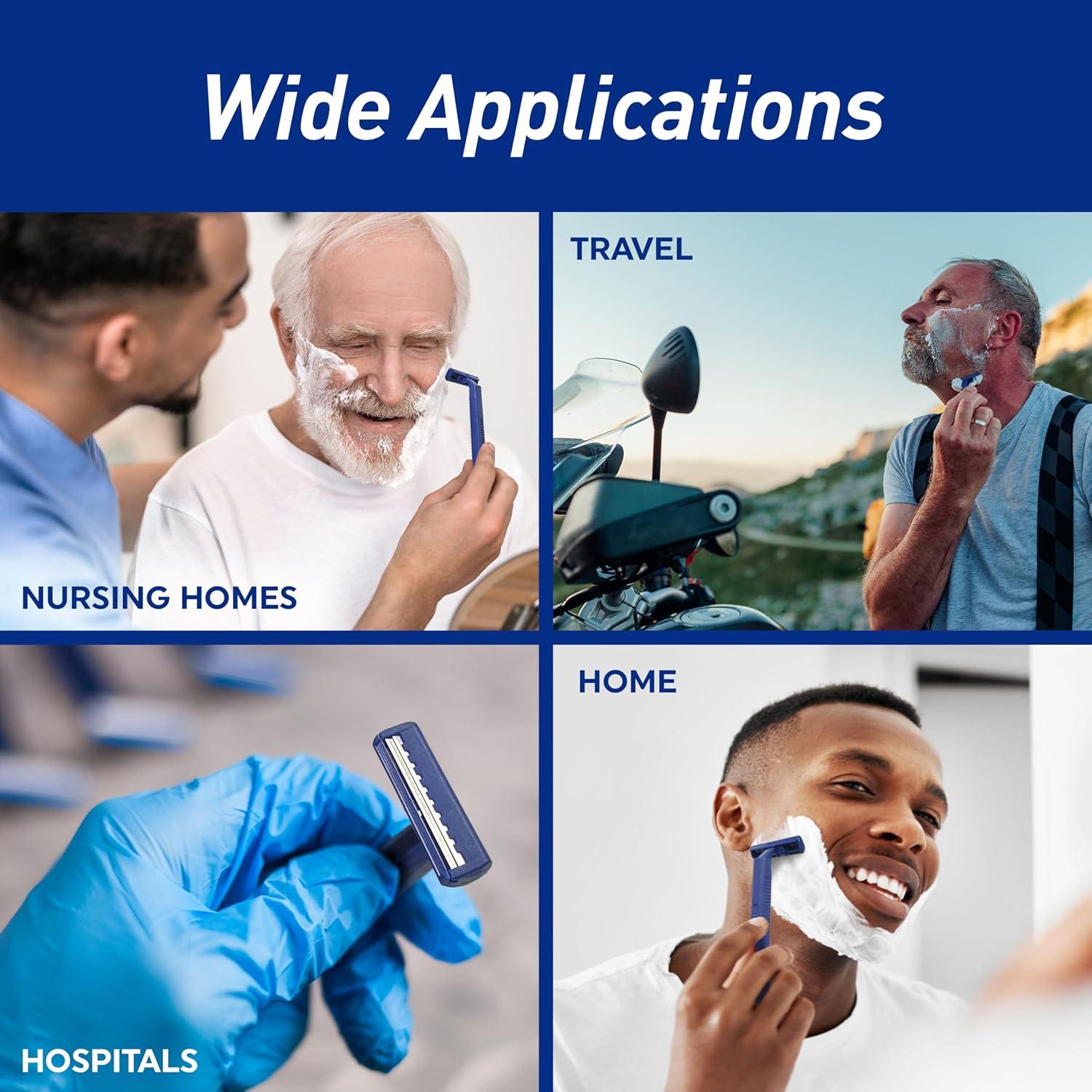 imageMED PRIDE Medical Razor Double Edge Shaver Medpride Disposable Razors  50Pack Twin Blades ampamp Easy Grip For Max Control ampamp Smoothness Unisex Smooth ampamp Comfortable Shaving Care for Men ampamp WomenBlue