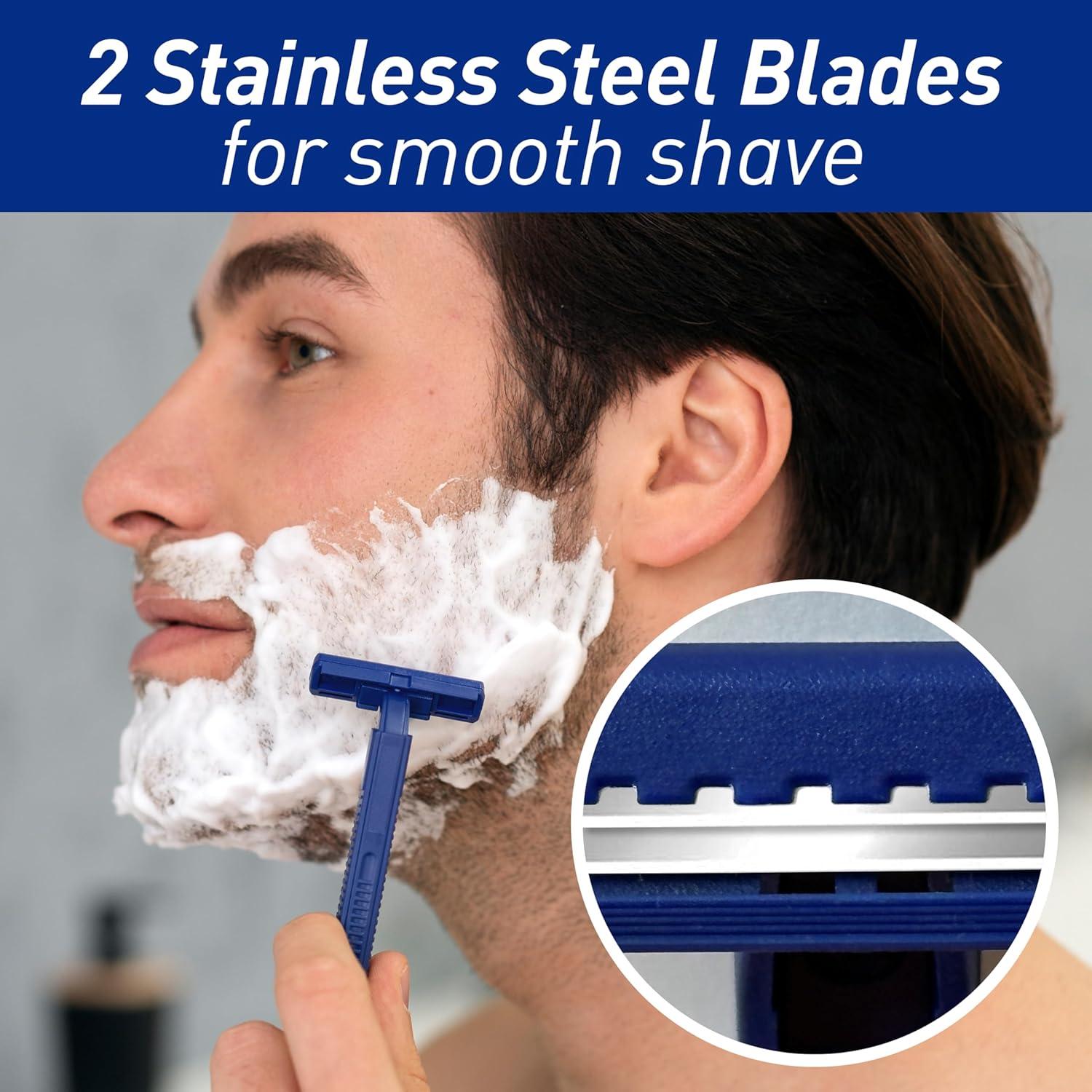 imageMED PRIDE Medical Razor Double Edge Shaver Medpride Disposable Razors  50Pack Twin Blades ampamp Easy Grip For Max Control ampamp Smoothness Unisex Smooth ampamp Comfortable Shaving Care for Men ampamp WomenBlue