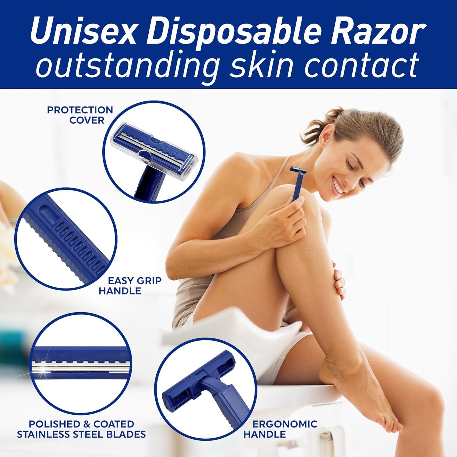 imageMED PRIDE Medical Razor Double Edge Shaver Medpride Disposable Razors  50Pack Twin Blades ampamp Easy Grip For Max Control ampamp Smoothness Unisex Smooth ampamp Comfortable Shaving Care for Men ampamp WomenBlue