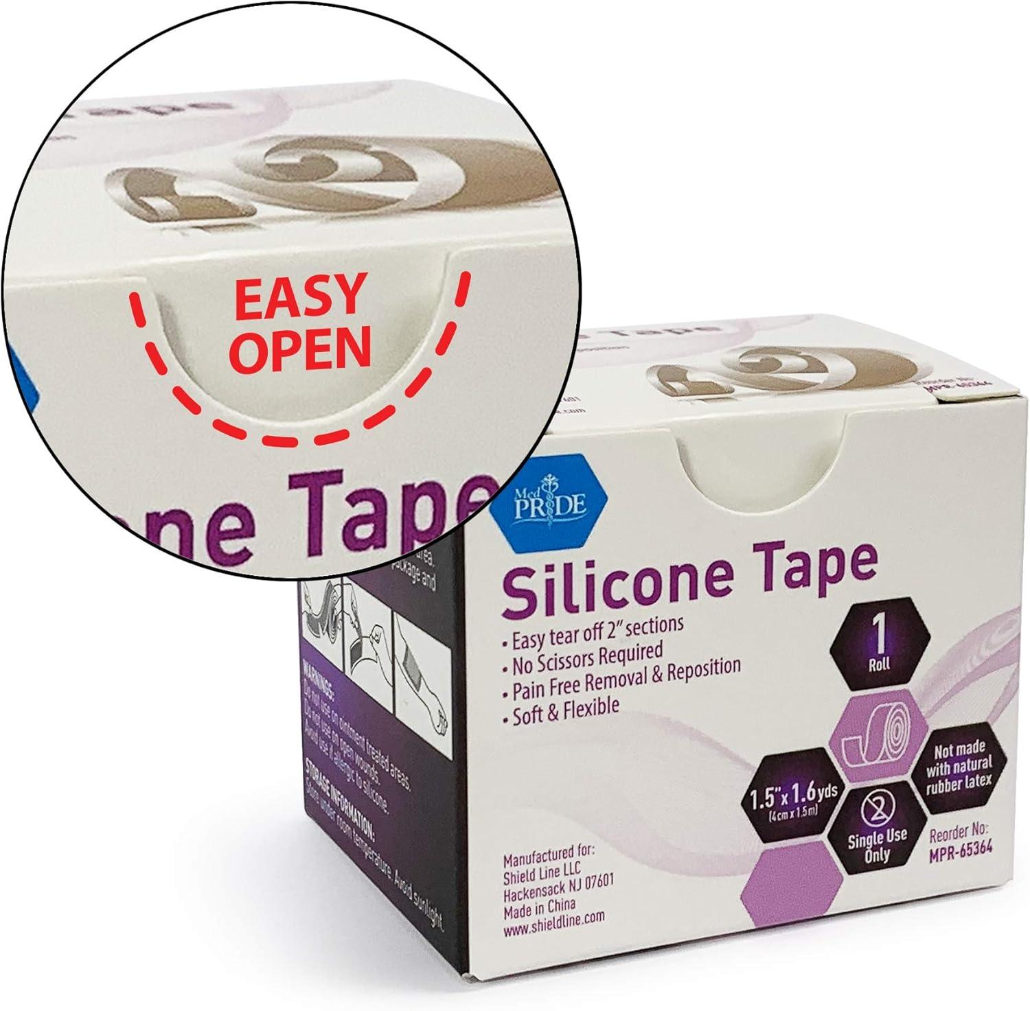 imageMED PRIDE MedicalGrade Silicone Wound and Scar Tape Roll 15 in X 16 Yards PainFree Removal EasyTear Waterproof LatexFree