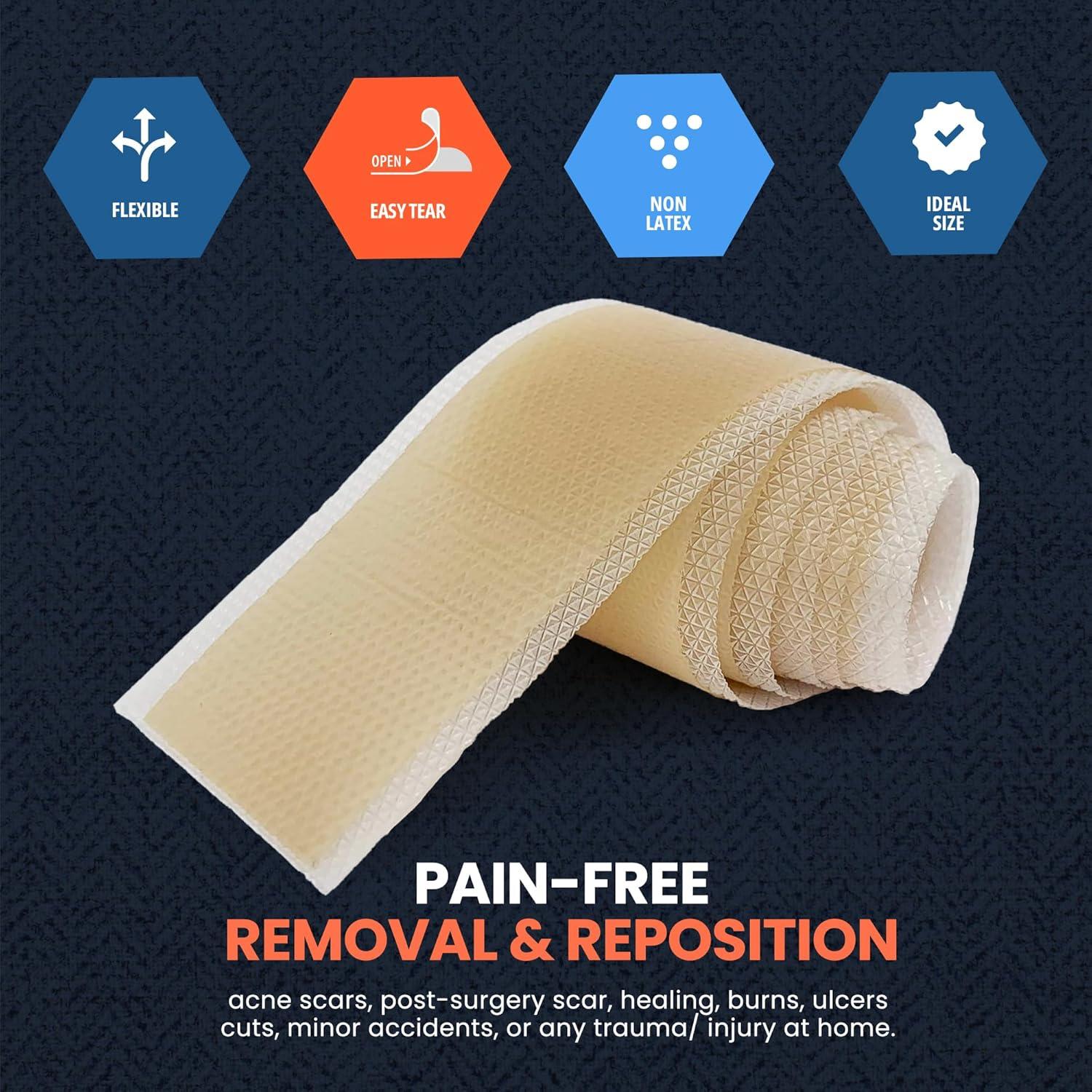 imageMED PRIDE MedicalGrade Silicone Wound and Scar Tape Roll 15 in X 16 Yards PainFree Removal EasyTear Waterproof LatexFree