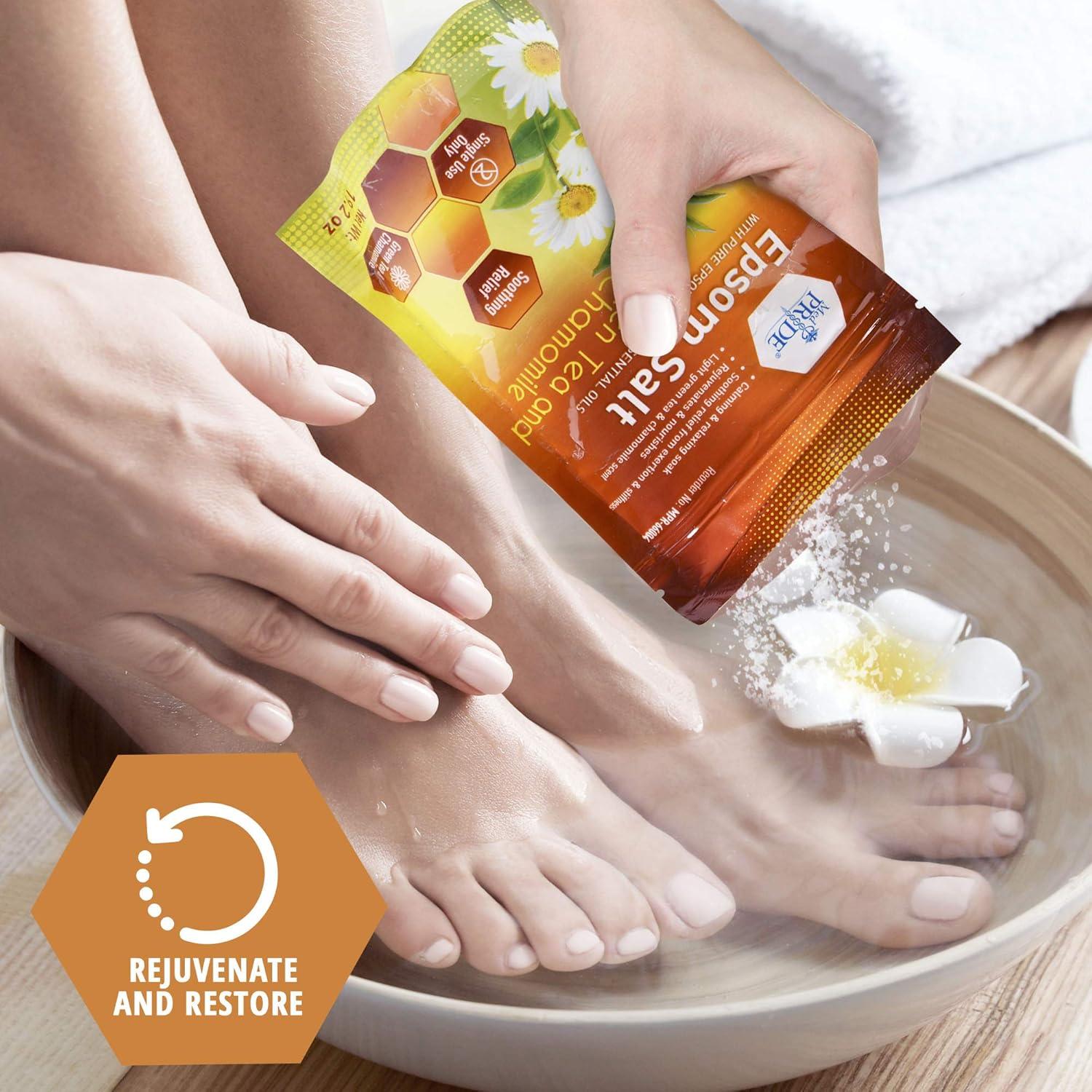 imageMED PRIDE Menthol Epsom Bath Salts for Pain Relief Soothing Muscle Recovery ampamp Relaxation with Essential Oils Foot Soak 192 Ounce Pack of 1Green Tea  Chamomile