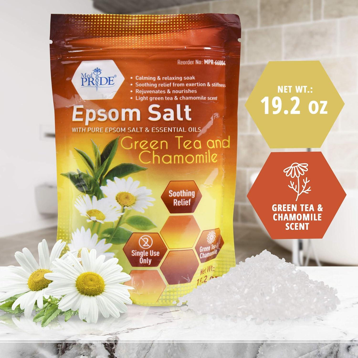 imageMED PRIDE Menthol Epsom Bath Salts for Pain Relief Soothing Muscle Recovery ampamp Relaxation with Essential Oils Foot Soak 192 Ounce Pack of 1Green Tea  Chamomile
