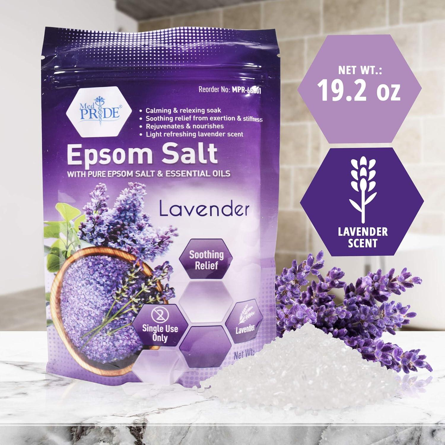 imageMED PRIDE Menthol Epsom Bath Salts for Pain Relief Soothing Muscle Recovery ampamp Relaxation with Essential Oils Foot Soak 192 Ounce Pack of 1Lavender