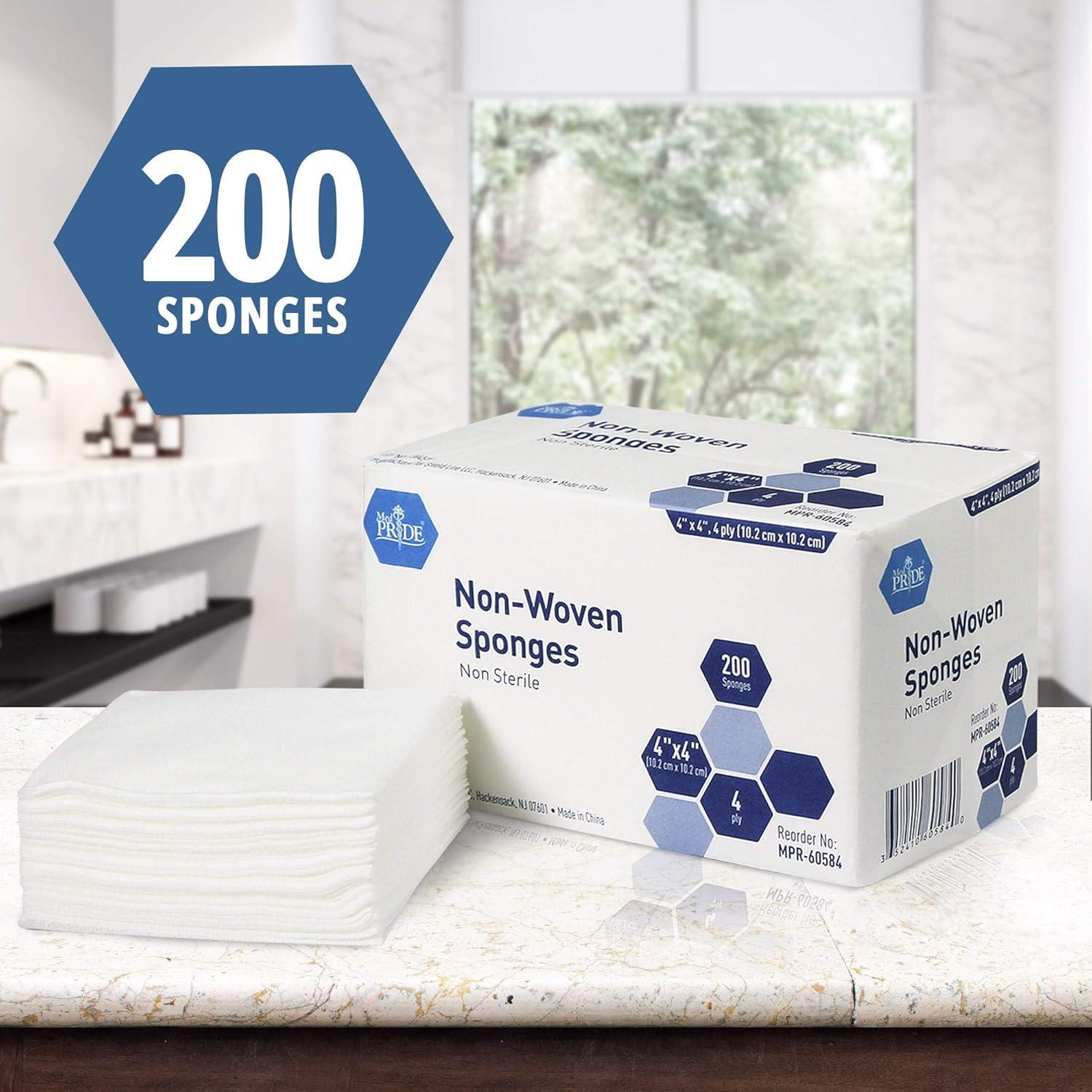 imageMED PRIDE NonWoven NonSterile Surgical Sponges 200 Pack 4in X 4in 4Ply Gauze Pads for First Aid Wound Care
