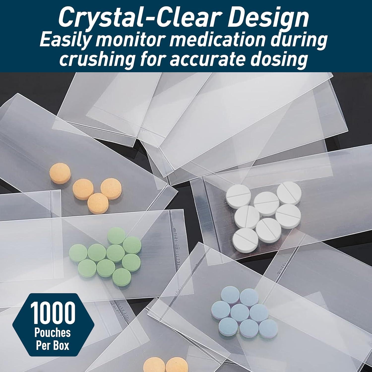 imageMED PRIDE Pill Crusher 47x2 Pouches  Pack of 1000 Disposable Medicine Crushers  Medical Grade Clear Tablet Crushing Bags for Easy Consumption with Zero Waste
