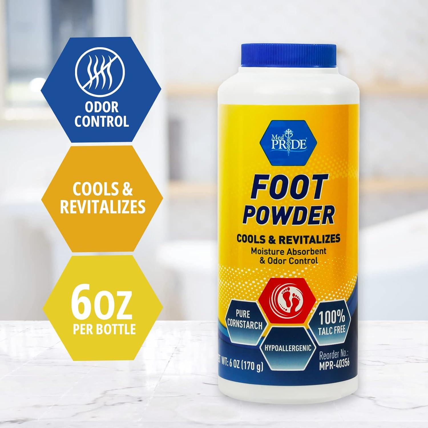 imageMED PRIDE Premium Foot Powder For Moisture Control  Hypoallergenic 100 TalcFree Foot Cooling Powder To Reduce Odors And Absorb Sweat ampamp Excess Moisture Shoe ampamp Foot Odor Eliminator Powder 6oz