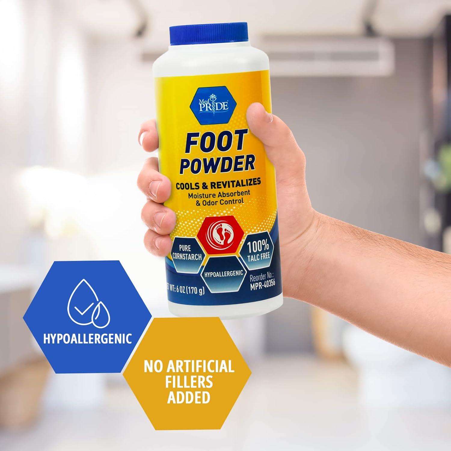 imageMED PRIDE Premium Foot Powder For Moisture Control  Hypoallergenic 100 TalcFree Foot Cooling Powder To Reduce Odors And Absorb Sweat ampamp Excess Moisture Shoe ampamp Foot Odor Eliminator Powder 6oz