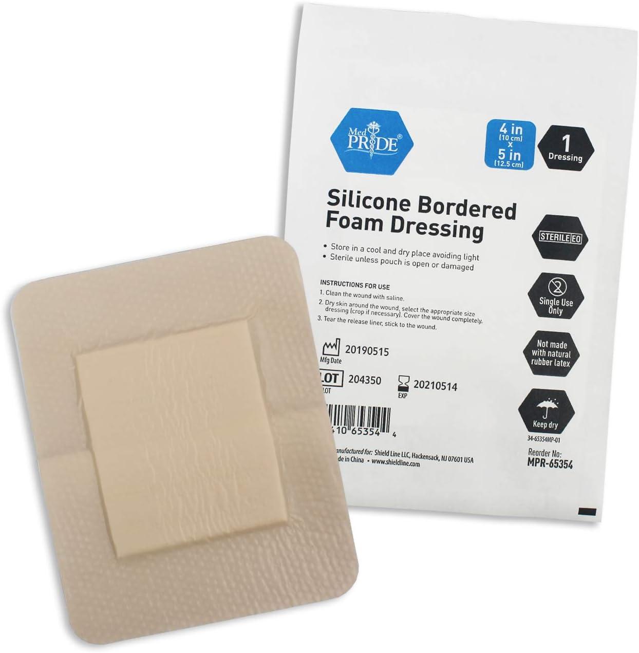 imageMED PRIDE Silicone Bordered Foam Dressings for Wound Care Bed Sore Bandages Adhesive Sterile Pain Removal 4x5 Inch Pack of 104x5 Inch Pack of 10