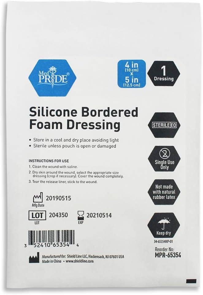 imageMED PRIDE Silicone Bordered Foam Dressings for Wound Care Bed Sore Bandages Adhesive Sterile Pain Removal 4x5 Inch Pack of 104x5 Inch Pack of 10