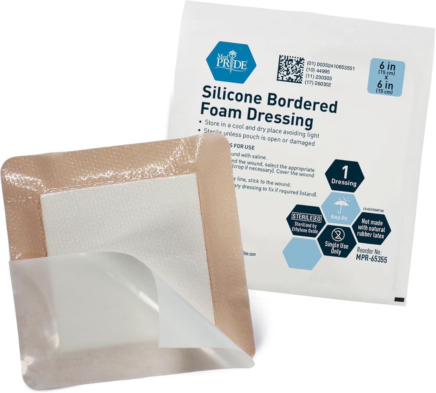imageMED PRIDE Silicone Bordered Foam Dressings for Wound Care Bed Sore Bandages Adhesive Sterile Pain Removal 4x5 Inch Pack of 106x6 Inch Pack of 10
