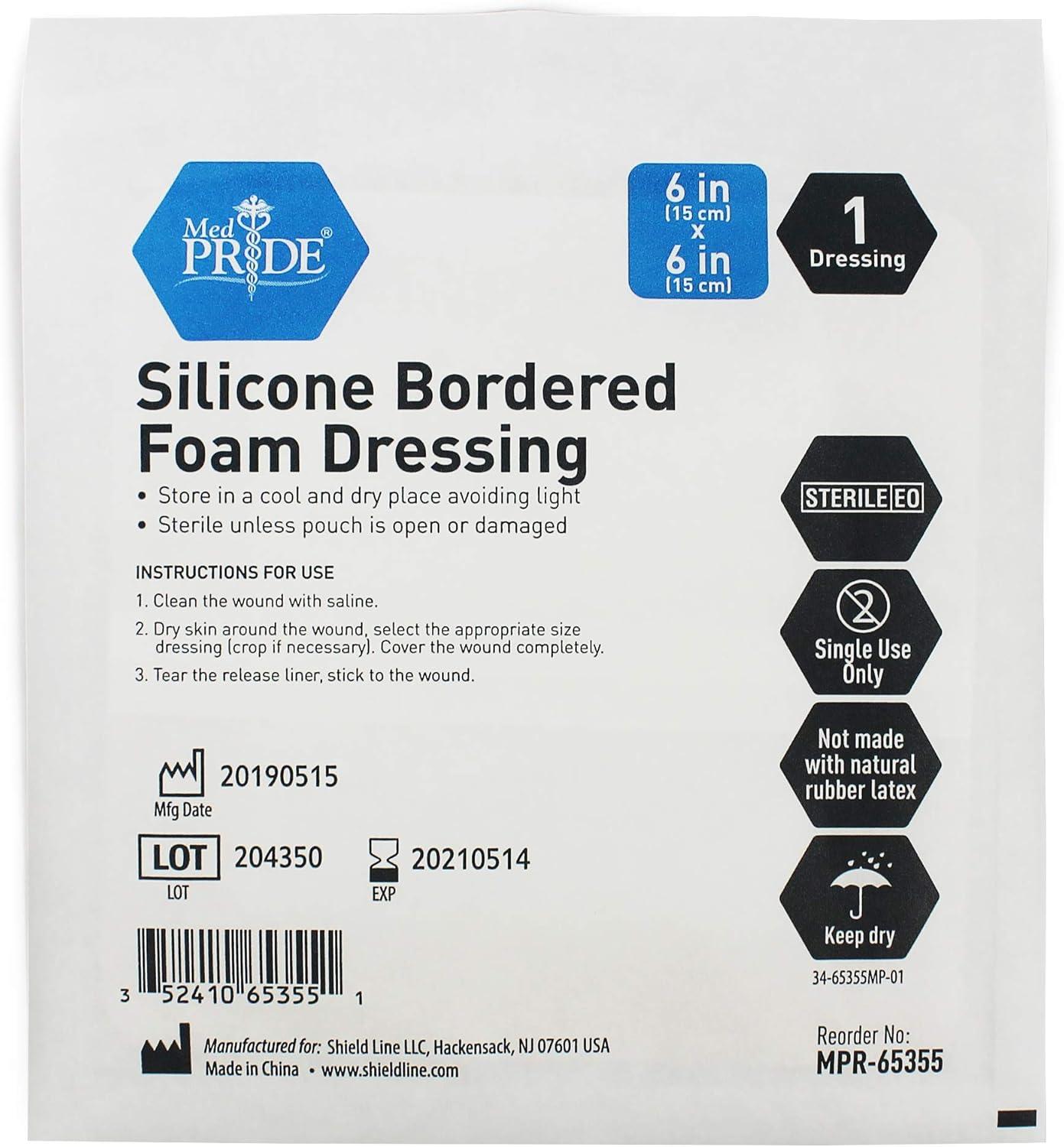 imageMED PRIDE Silicone Bordered Foam Dressings for Wound Care Bed Sore Bandages Adhesive Sterile Pain Removal 4x5 Inch Pack of 106x6 Inch Pack of 10