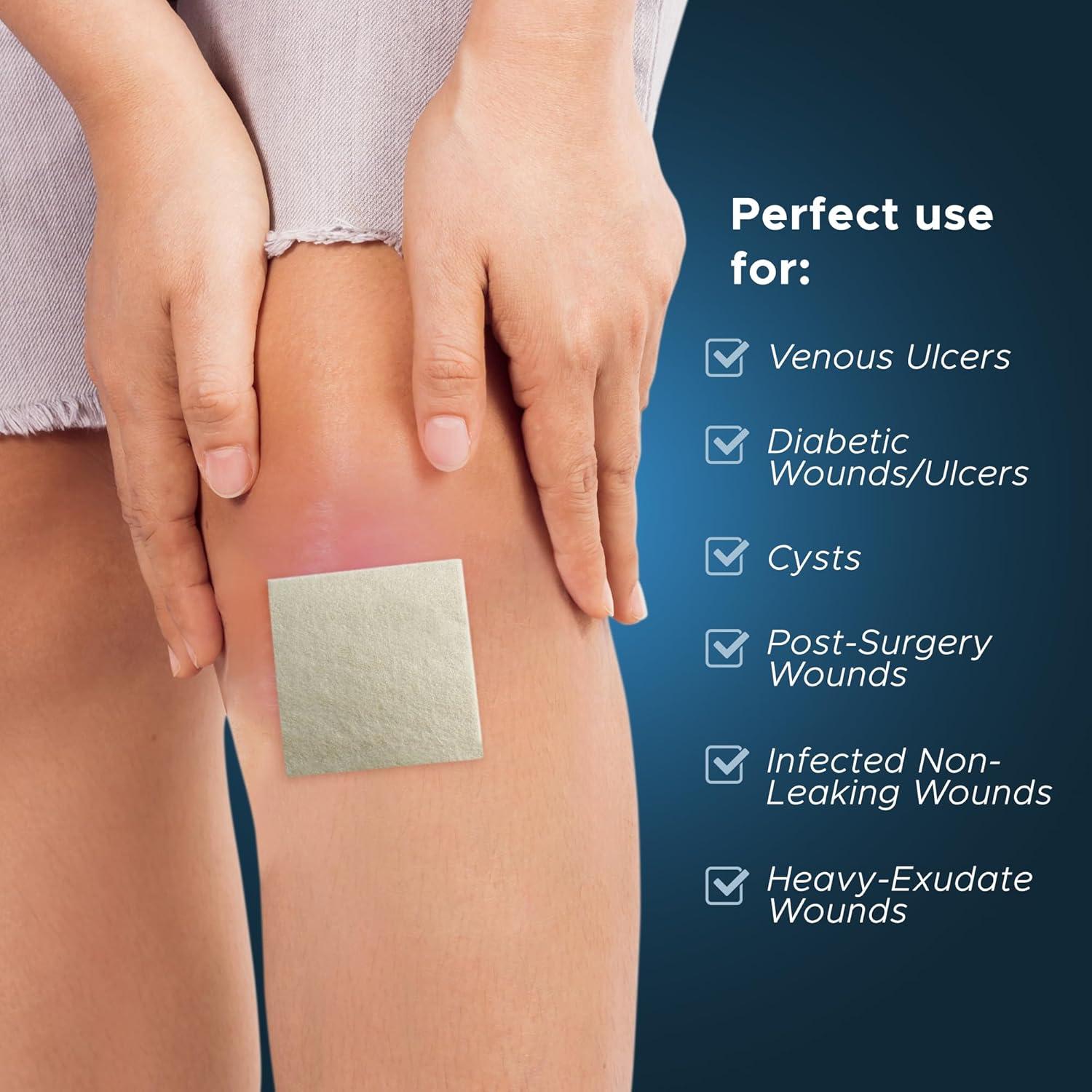 imageMED PRIDE Silver Calcium Alginate Wound Dressing Pads Pack of 5 Non Stick Highly Absorbent Seaweed Fiber Layers 20x Absorbency 4 x 82 x 2