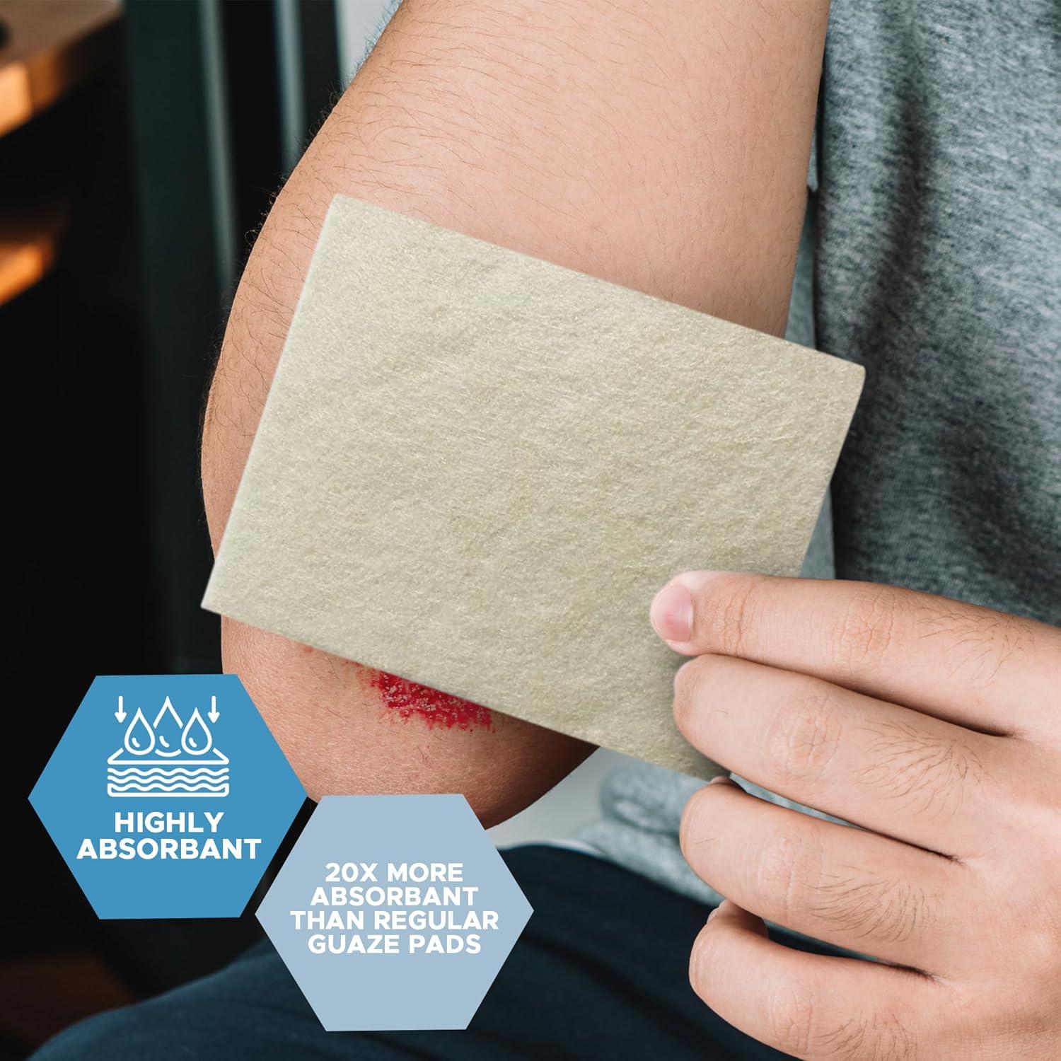 imageMED PRIDE Silver Calcium Alginate Wound Dressing Pads Pack of 5 Non Stick Highly Absorbent Seaweed Fiber Layers 20x Absorbency 4 x 84 x 5