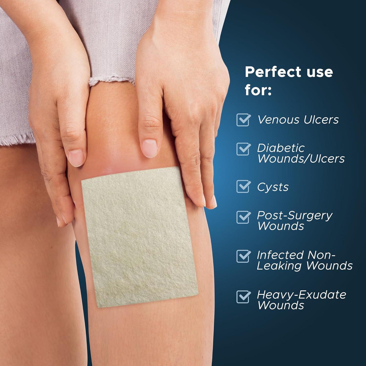 imageMED PRIDE Silver Calcium Alginate Wound Dressing Pads Pack of 5 Non Stick Highly Absorbent Seaweed Fiber Layers 20x Absorbency 4 x 84 x 5