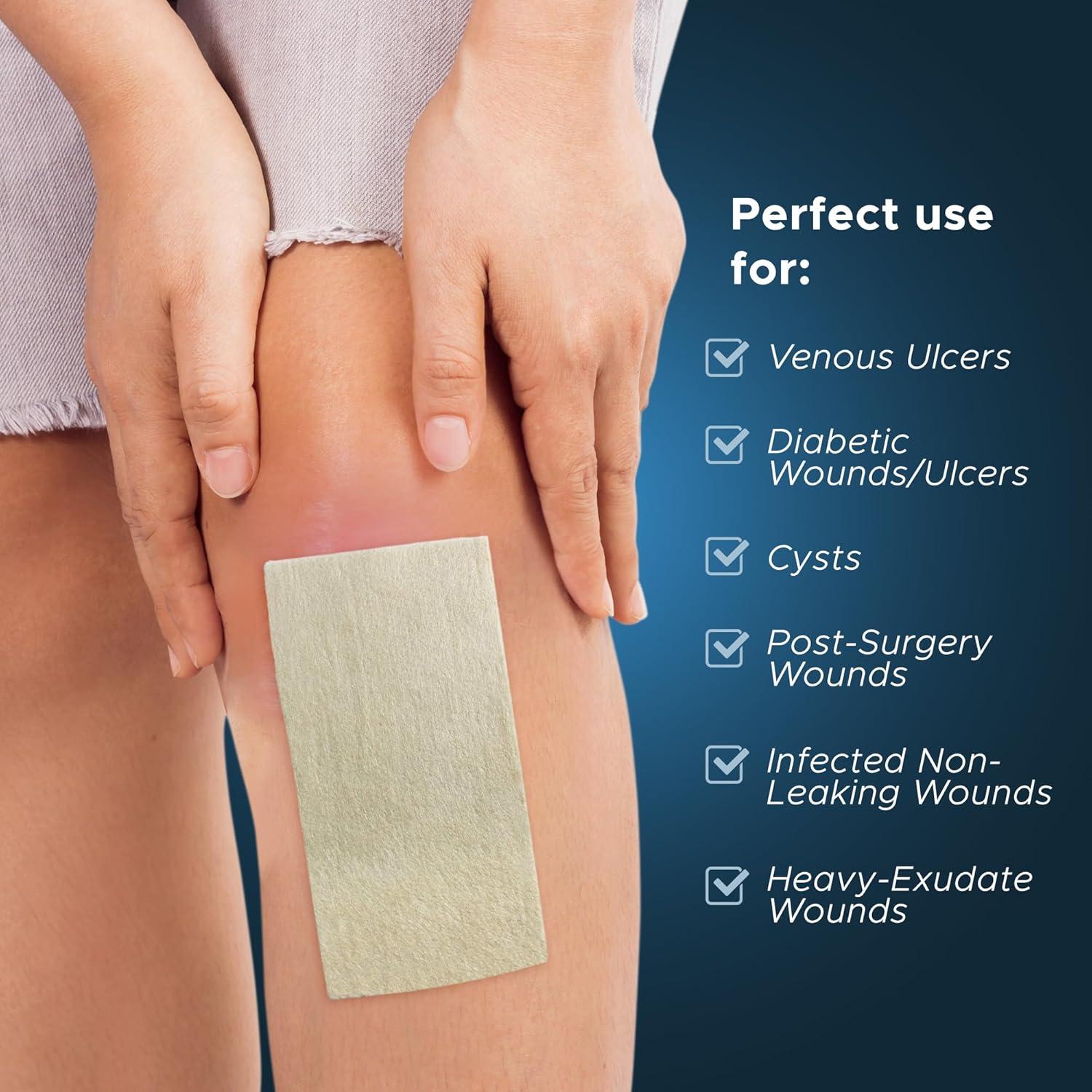 imageMED PRIDE Silver Calcium Alginate Wound Dressing Pads Pack of 5 Non Stick Highly Absorbent Seaweed Fiber Layers 20x Absorbency 4 x 84 x 8