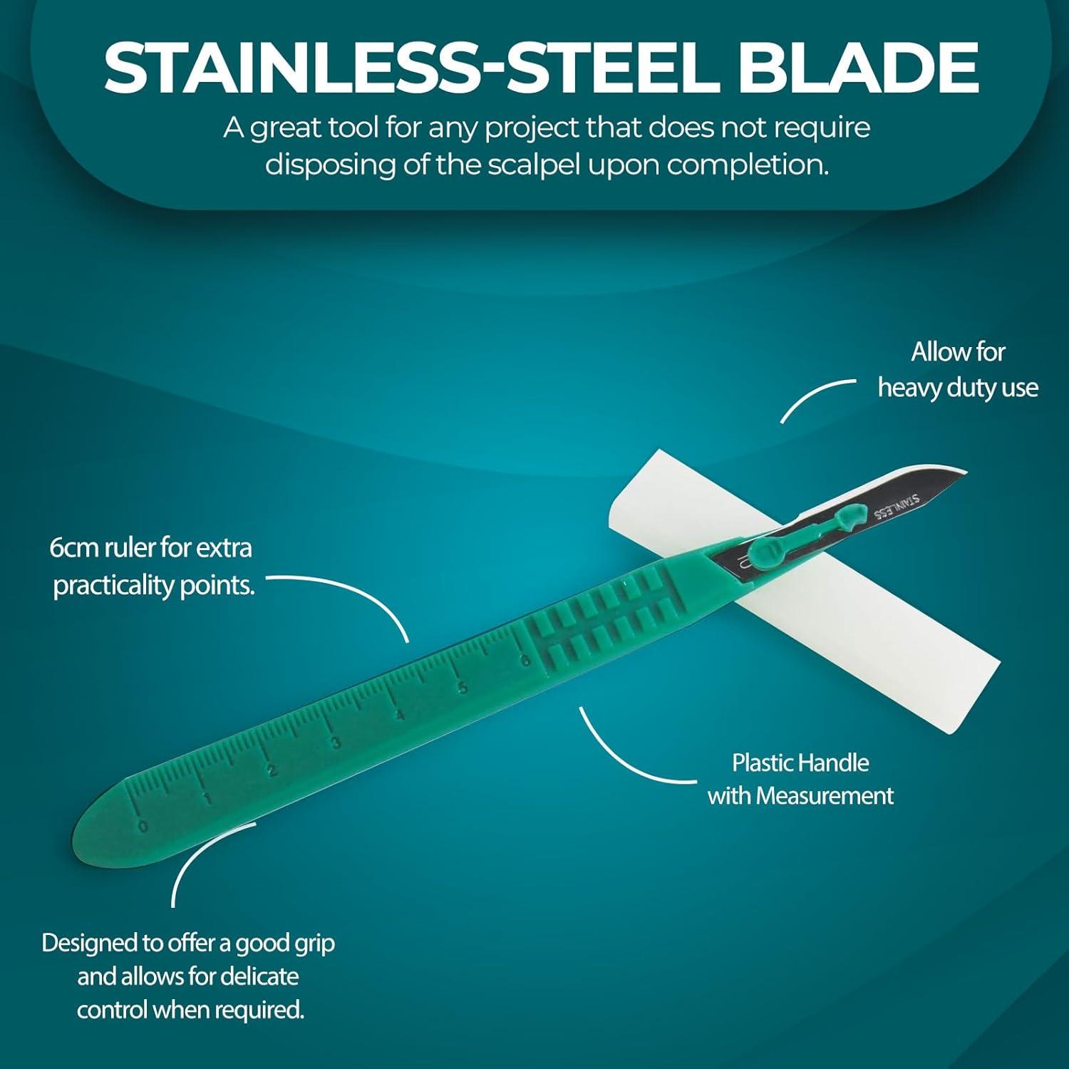 imageMED PRIDE Sterile Disposable Surgical Scalpels 10 Pack Individually Wrapped Protective Caps Plastic Handles for Dermaplaning Crafts 10 Stainlesssteel10