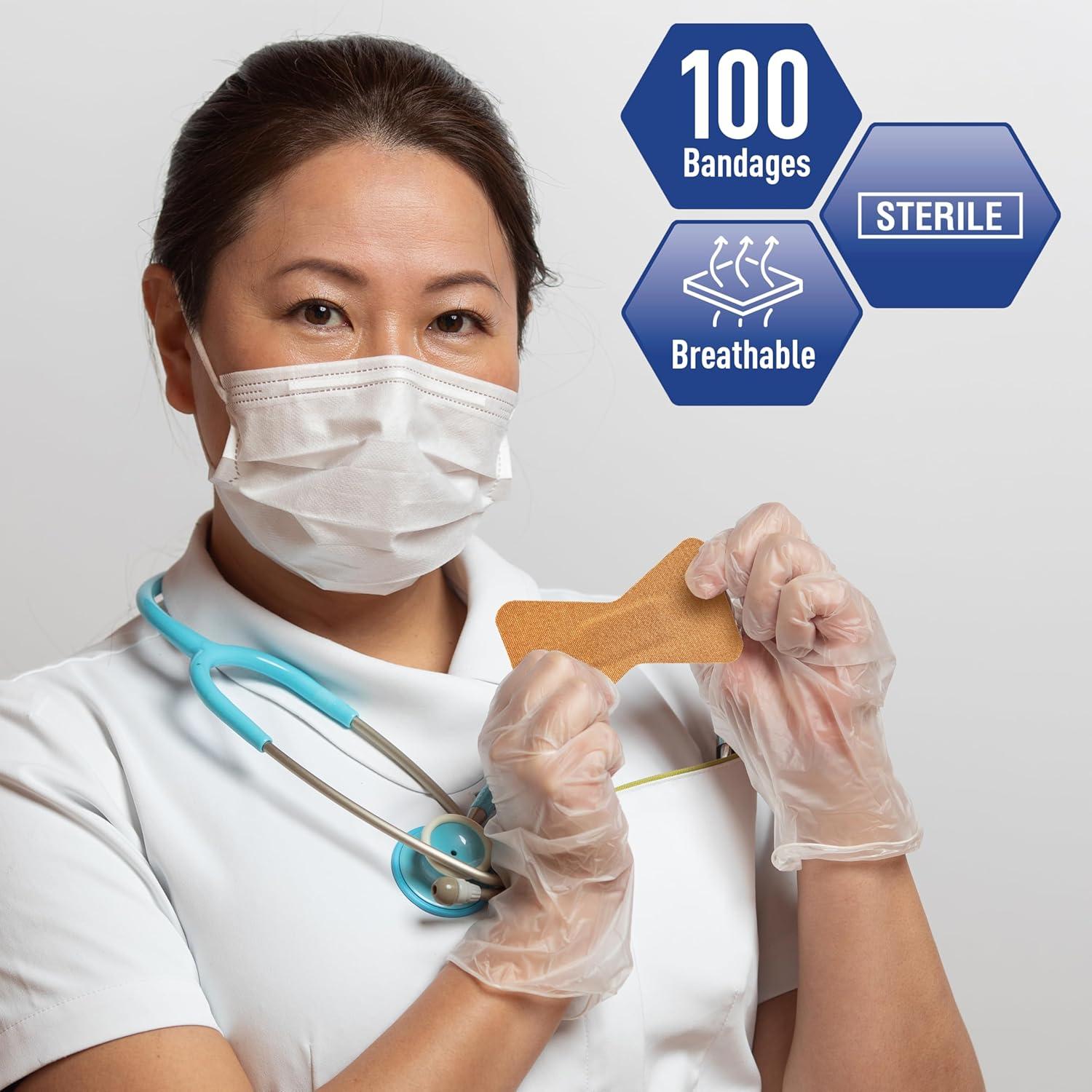 imageMED PRIDE Sterile Fingertip Fabric Bandages 175in X 3in Hypoallergenic Adhesive LatexFree 100 Count