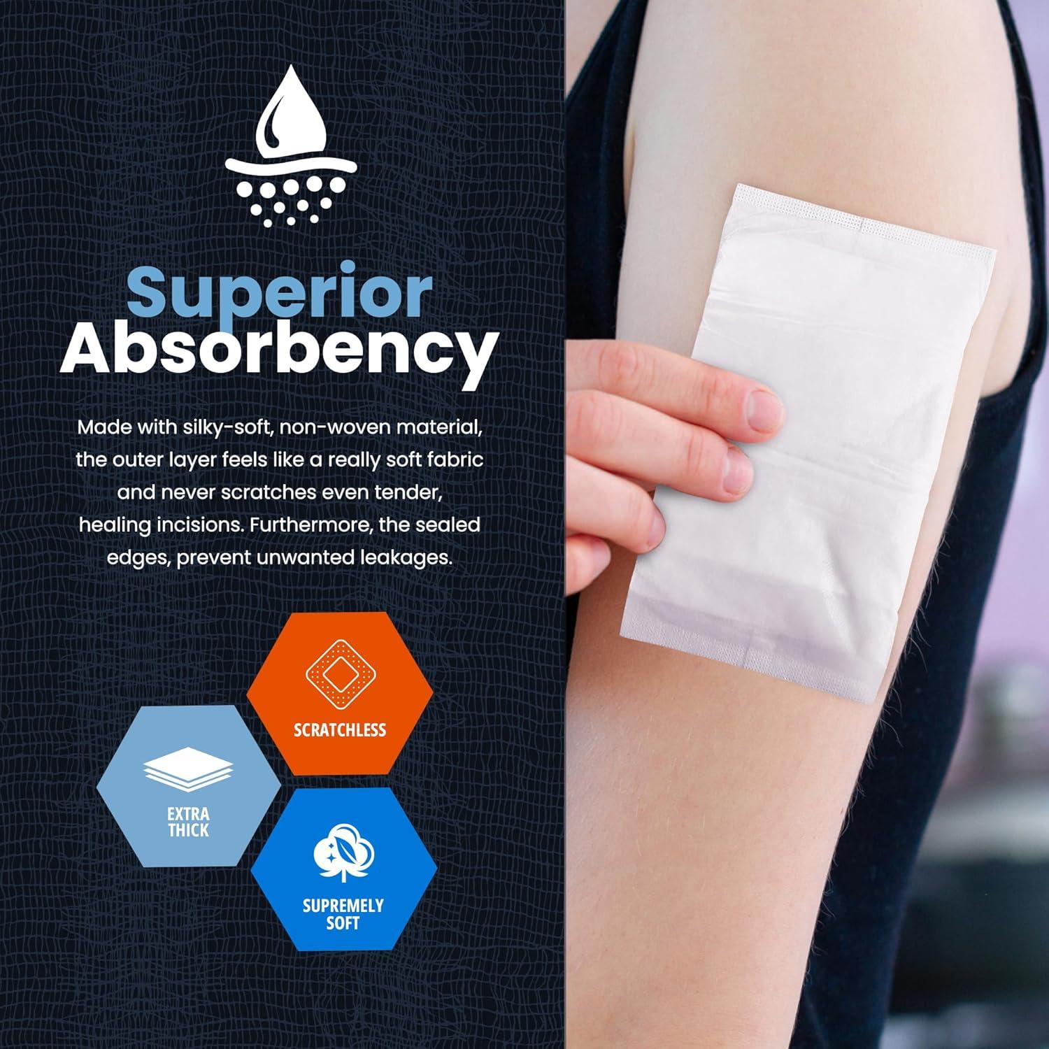 imageMED PRIDE Sterile Gauze Abd Pads 5 X 9 in Extra Thick ampamp Absorbent Nonstick Individually Wrapped Wound Dressings for Heavy Leakage 40 20 Count Pack of 140