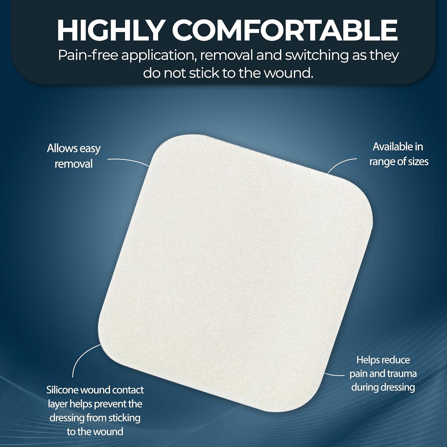 imageMED PRIDE Sterile NonAdhesive Foam Wound Dressings Highly Absorbent Soft Waterproof Flexible for Hard Areas 6X6 Inch Pack of 102x2 Inch Pack of 10