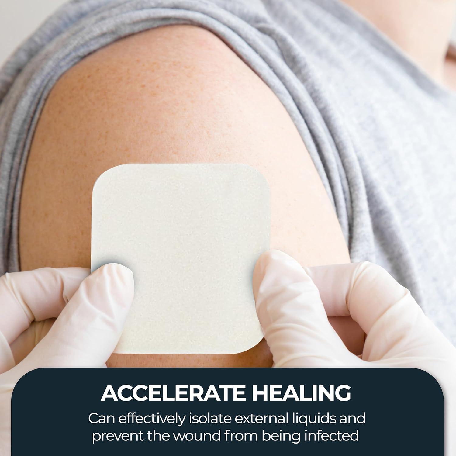 imageMED PRIDE Sterile NonAdhesive Foam Wound Dressings Highly Absorbent Soft Waterproof Flexible for Hard Areas 6X6 Inch Pack of 102x2 Inch Pack of 10