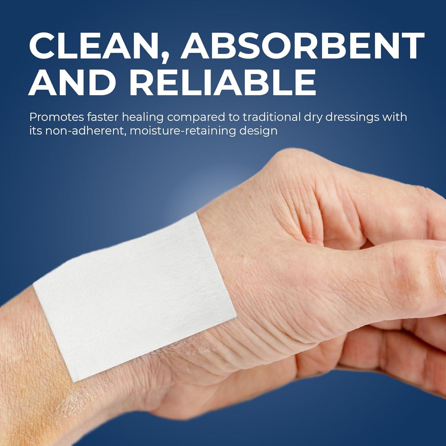 imageMED PRIDE Sterile Nonstick Pads for Wound Care Absorbent NonAdherent Painless Removal Individually Wrapped 3x8 Inch Pack of 503x4 Inch Pack of 100