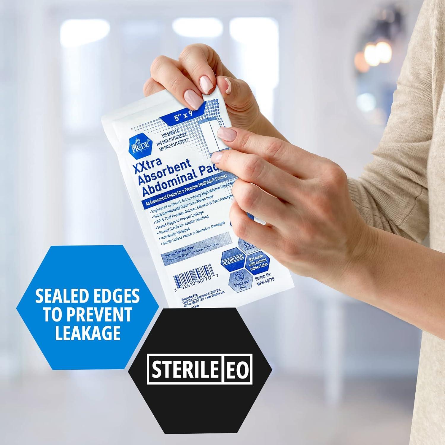 imageMED PRIDE Sterile XXtra Absorbent Abdominal Pads 50Pack  5x9 ABD Combine Individually Wrapped UltraAbsorbent LatexFree ampamp NonAdherent Surgical for Drainage Wound Dressing