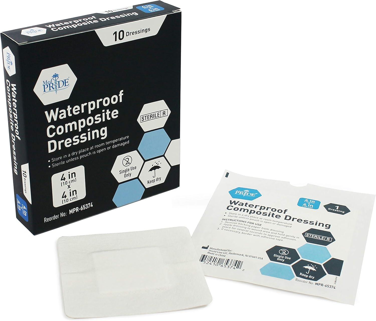 imageMED PRIDE Waterproof Foam Composite Dressing Pads for Shower Sterile for Pressure Ulcers PostOp Injuries 6x6 Inch Pack of 104x4 Inch Pack of 10