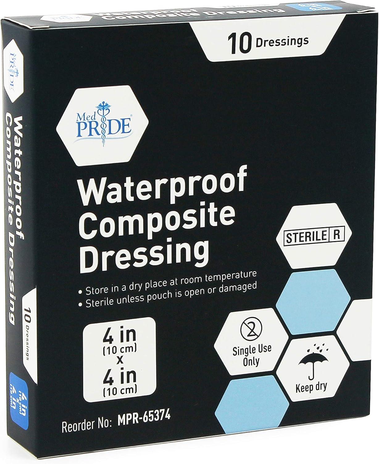 imageMED PRIDE Waterproof Foam Composite Dressing Pads for Shower Sterile for Pressure Ulcers PostOp Injuries 6x6 Inch Pack of 104x4 Inch Pack of 10