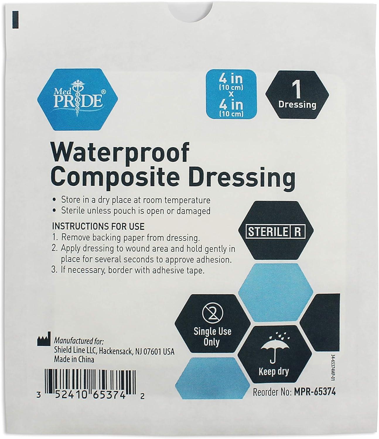imageMED PRIDE Waterproof Foam Composite Dressing Pads for Shower Sterile for Pressure Ulcers PostOp Injuries 6x6 Inch Pack of 104x4 Inch Pack of 10