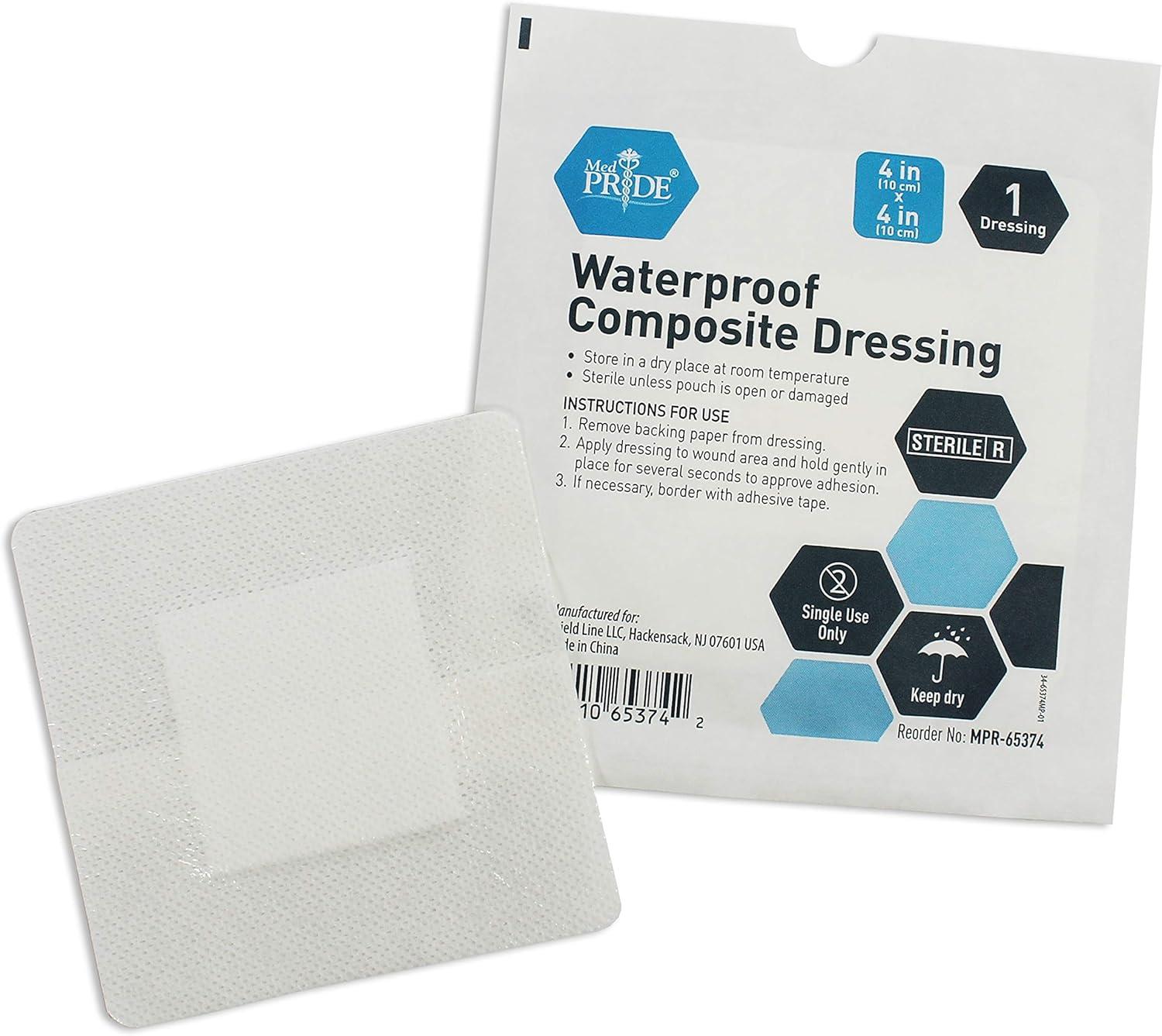 imageMED PRIDE Waterproof Foam Composite Dressing Pads for Shower Sterile for Pressure Ulcers PostOp Injuries 6x6 Inch Pack of 104x4 Inch Pack of 10