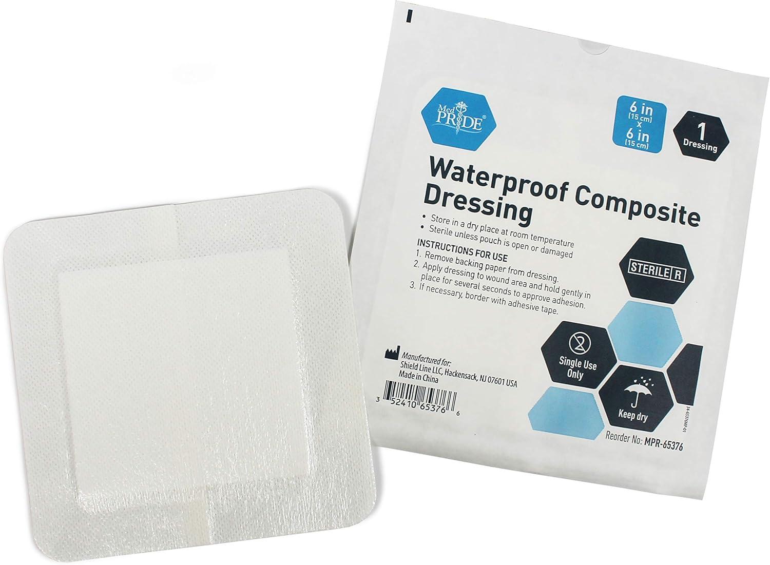 imageMED PRIDE Waterproof Foam Composite Dressing Pads for Shower Sterile for Pressure Ulcers PostOp Injuries 6x6 Inch Pack of 106x6 Inch Pack of 10