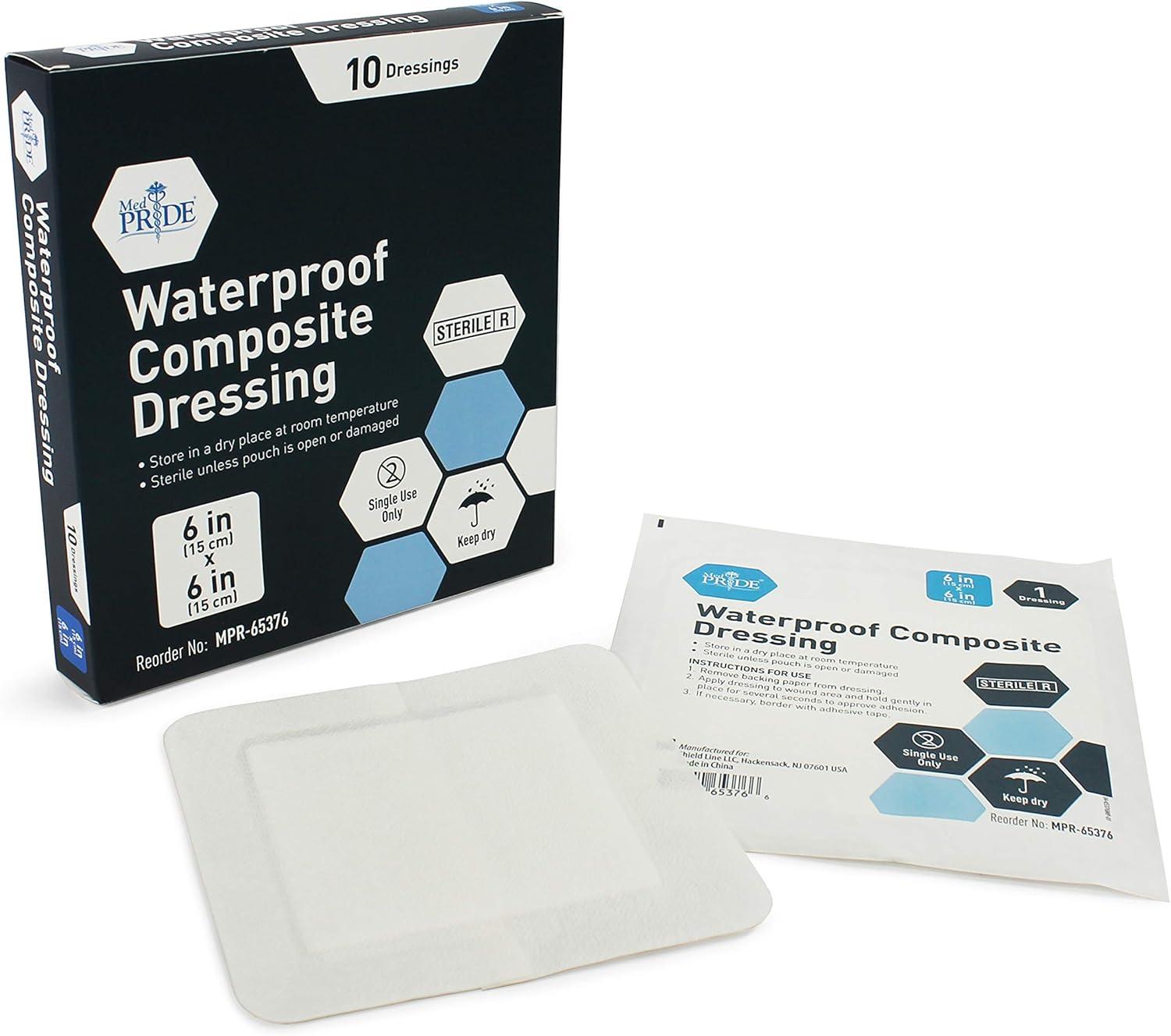imageMED PRIDE Waterproof Foam Composite Dressing Pads for Shower Sterile for Pressure Ulcers PostOp Injuries 6x6 Inch Pack of 106x6 Inch Pack of 10