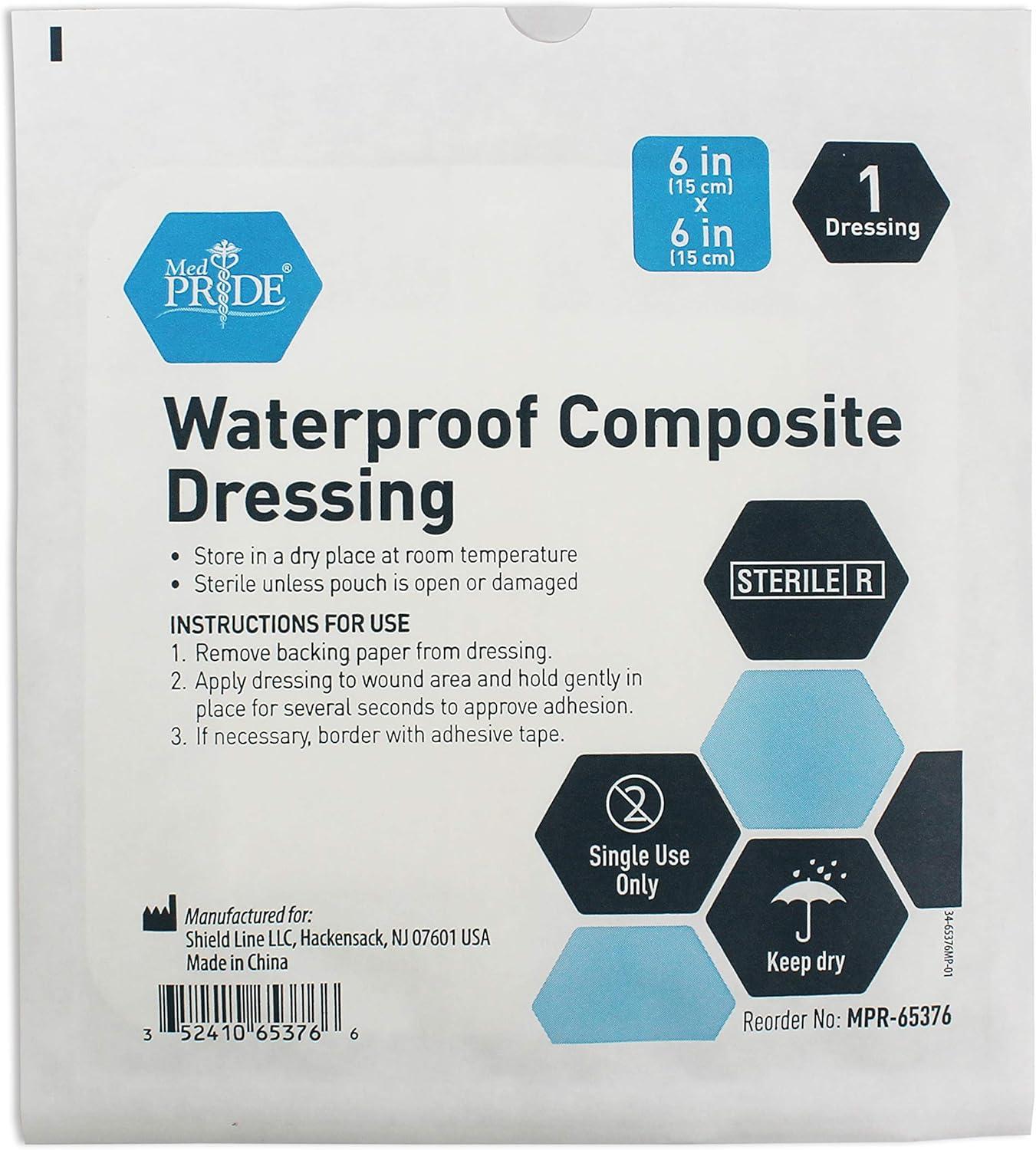 imageMED PRIDE Waterproof Foam Composite Dressing Pads for Shower Sterile for Pressure Ulcers PostOp Injuries 6x6 Inch Pack of 106x6 Inch Pack of 10