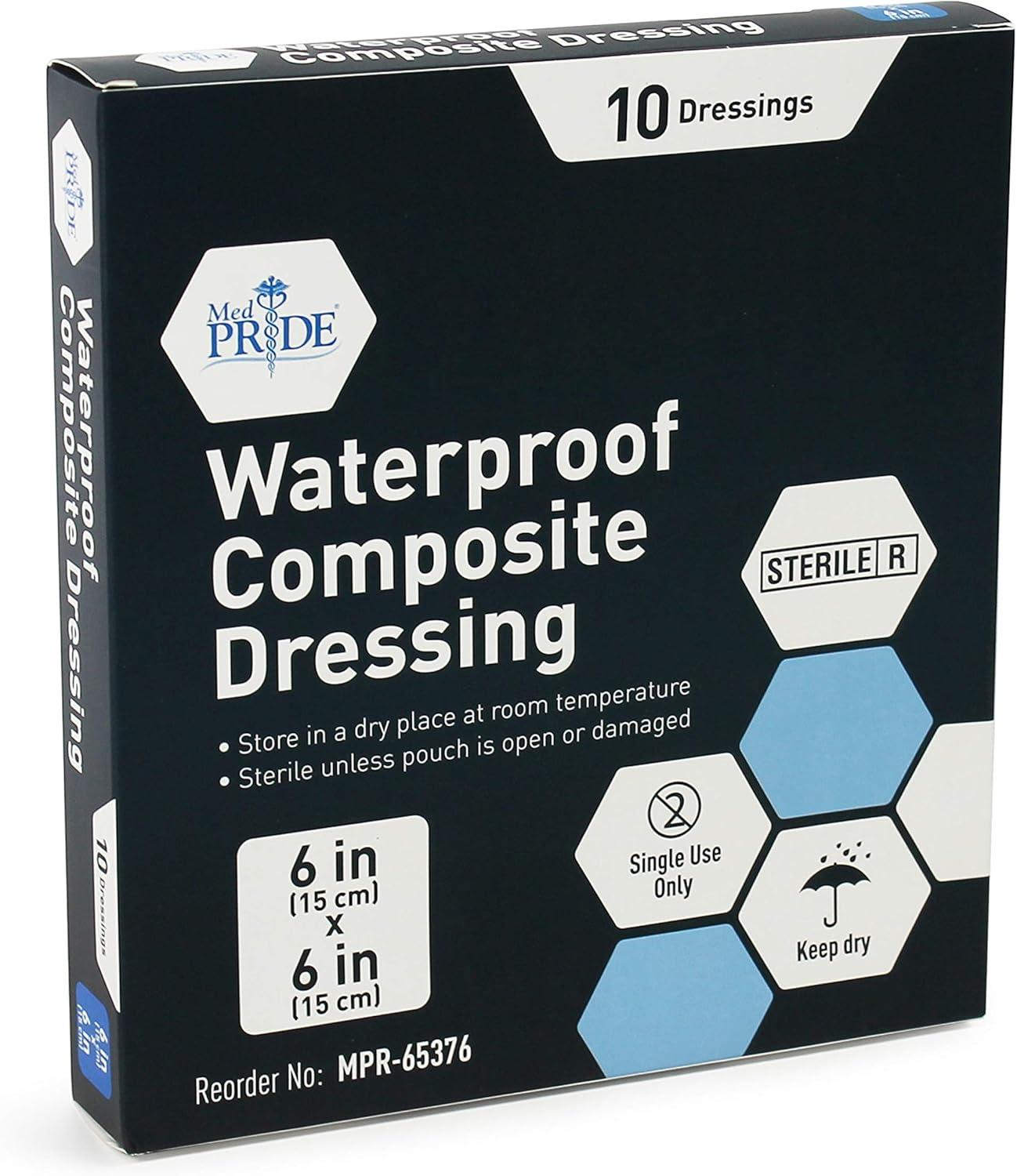 imageMED PRIDE Waterproof Foam Composite Dressing Pads for Shower Sterile for Pressure Ulcers PostOp Injuries 6x6 Inch Pack of 106x6 Inch Pack of 10