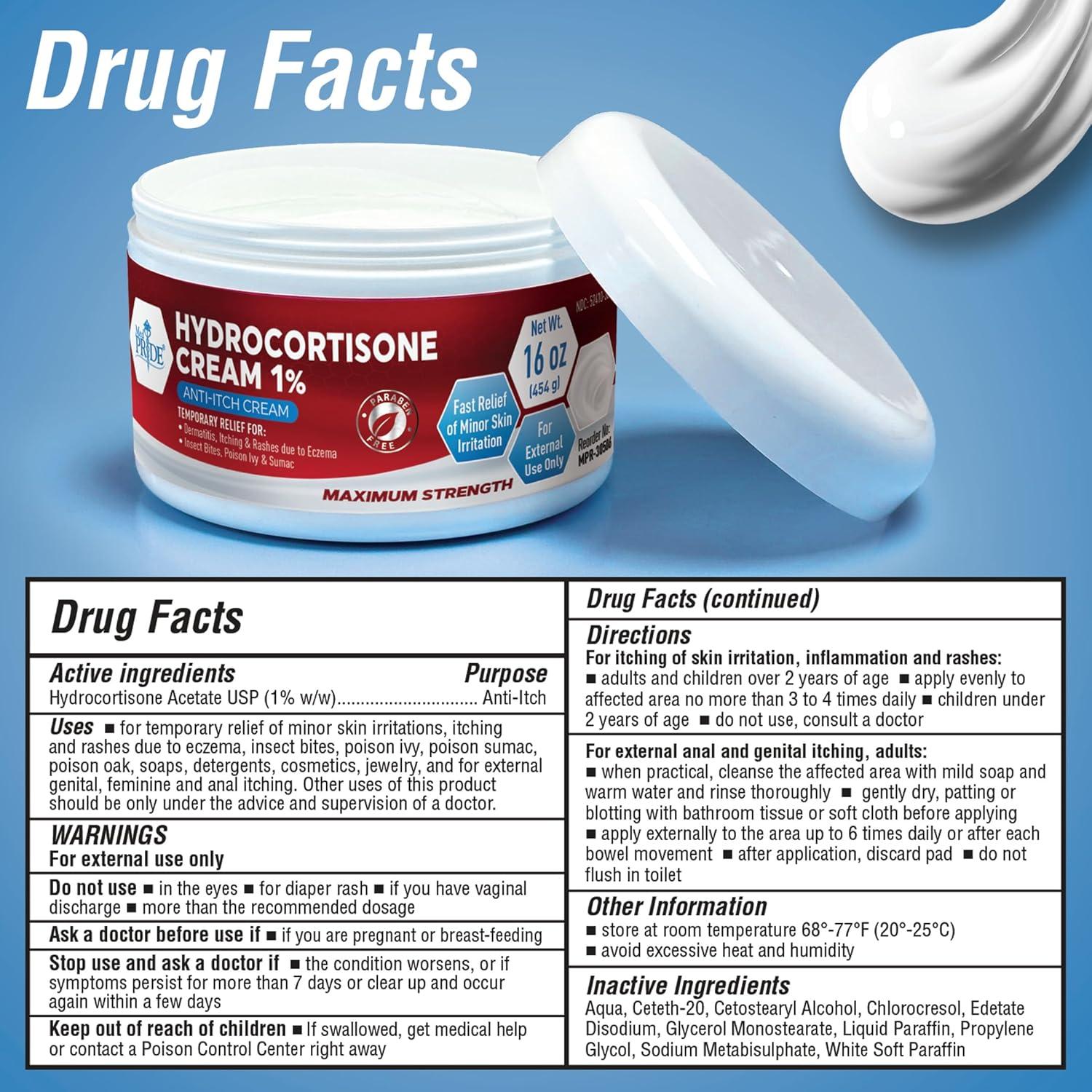 imageMED Pride 1 Hydrocortisone Cream Bulk 16 Oz Maximum Strength Itch Relief for Eczema Dermatitis Rashes Mosquito Bites