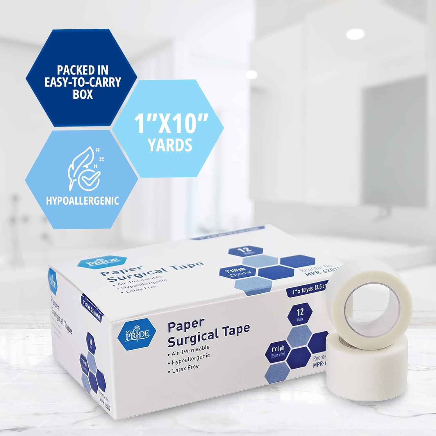 imageMED Pride Paper Surgical Tape 1quot x 10 Yards for Wound Dressing Pack of 12  LatexFree ampamp Hypoallergenic Medical Tape Suitable for Sensitive Skin HospitalGrade Breathable Wound Care Paper Tape1 Inch x 10 Yards Pack of 12