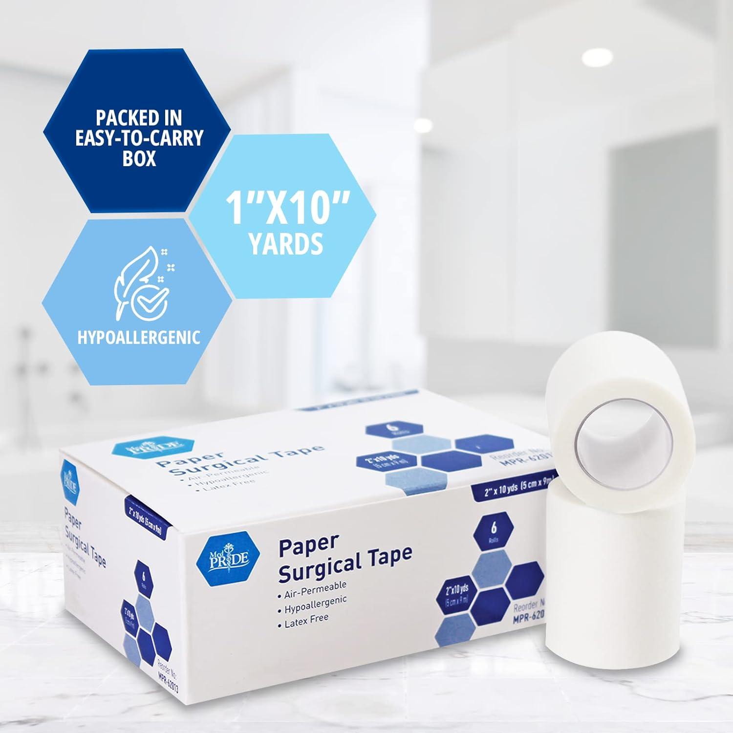 imageMED Pride Paper Surgical Tape 1quot x 10 Yards for Wound Dressing Pack of 12  LatexFree ampamp Hypoallergenic Medical Tape Suitable for Sensitive Skin HospitalGrade Breathable Wound Care Paper Tape6 Count Pack of 1