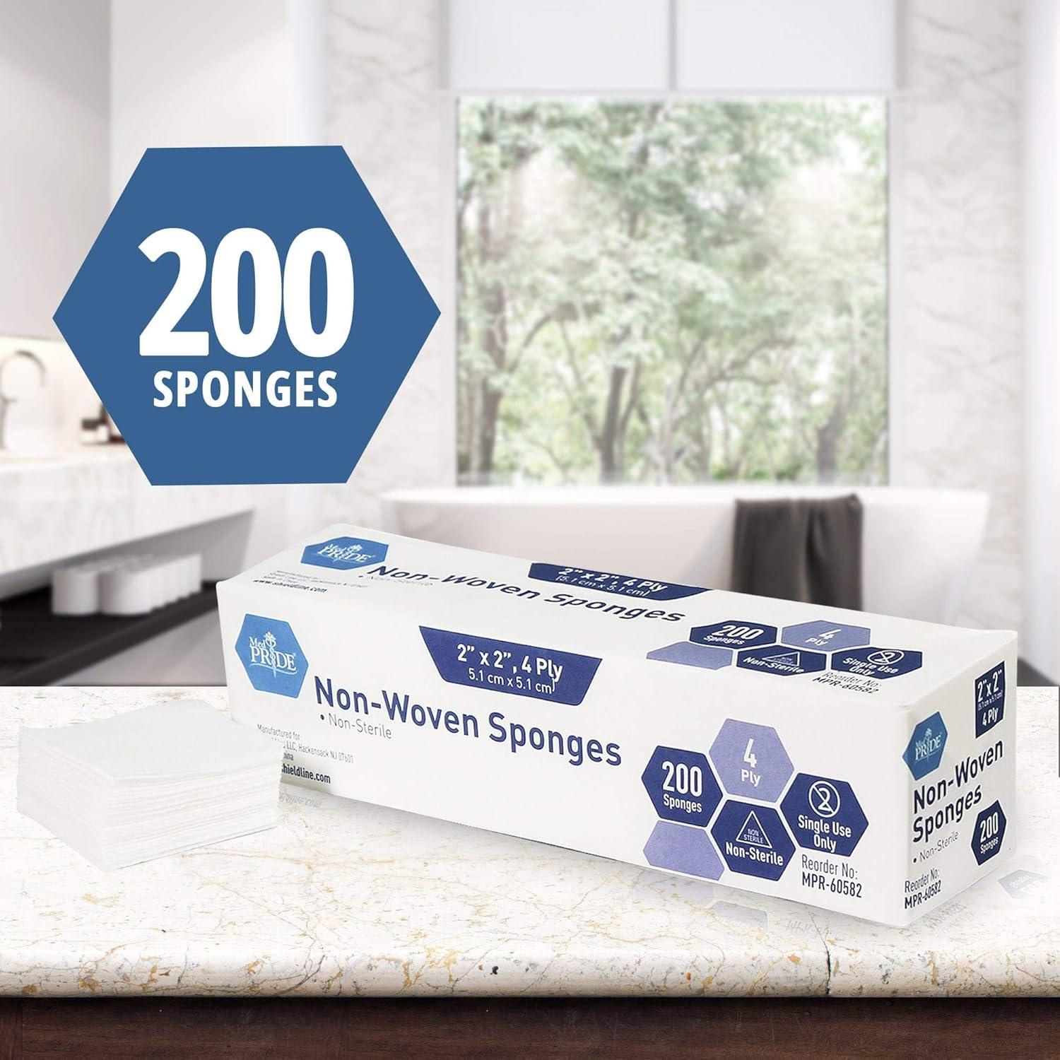 imageMedpride Surgical Sponges 2 x 2 200 Pack  Gauze Pads Non sterile  First Aid Wound Care Dressing Sponge  nWoven Medical NonAdherent Mesh Bandages  Absorbent for Injuries  4 Ply2x2 Inch Pack of 200