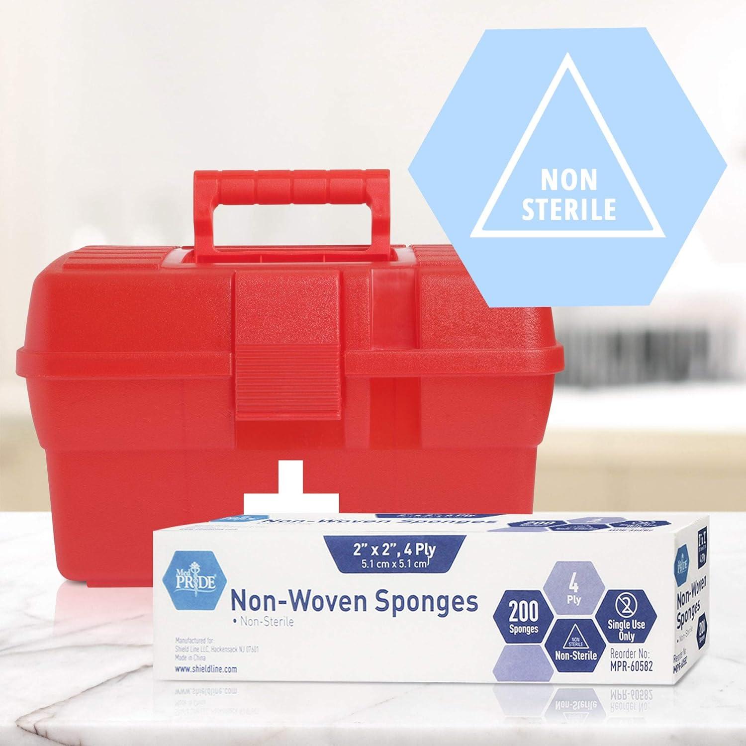 imageMedpride Surgical Sponges 2 x 2 200 Pack  Gauze Pads Non sterile  First Aid Wound Care Dressing Sponge  nWoven Medical NonAdherent Mesh Bandages  Absorbent for Injuries  4 Ply2x2 Inch Pack of 200