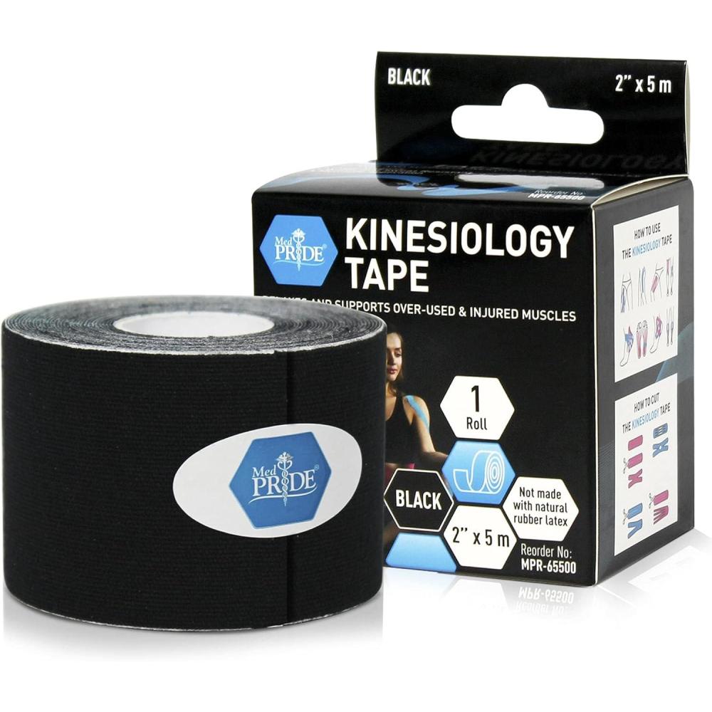 imageMED PRIDE Body Tape for Muscle Pain Relief Uncut 2in X 164ft Kinesiology Roll Breathable LatexFree Athletic Support PinkBlack