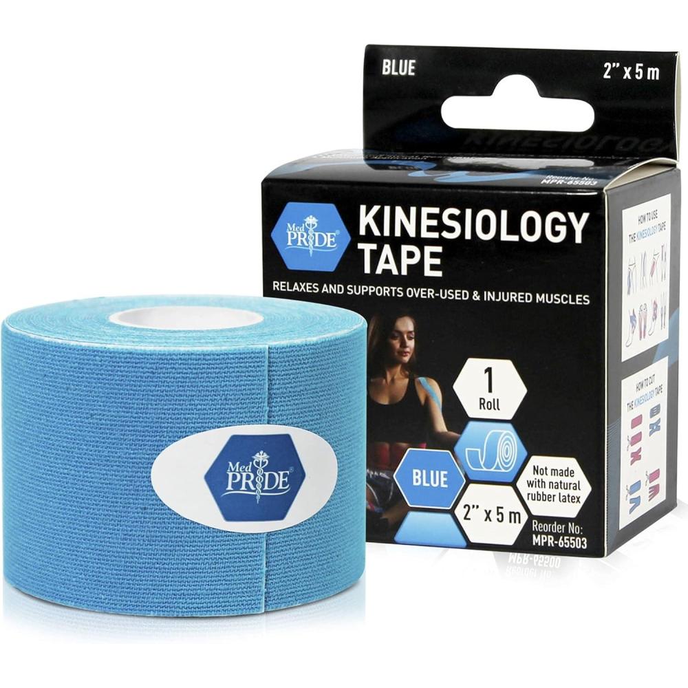 imageMED PRIDE Body Tape for Muscle Pain Relief Uncut 2in X 164ft Kinesiology Roll Breathable LatexFree Athletic Support PinkBlue