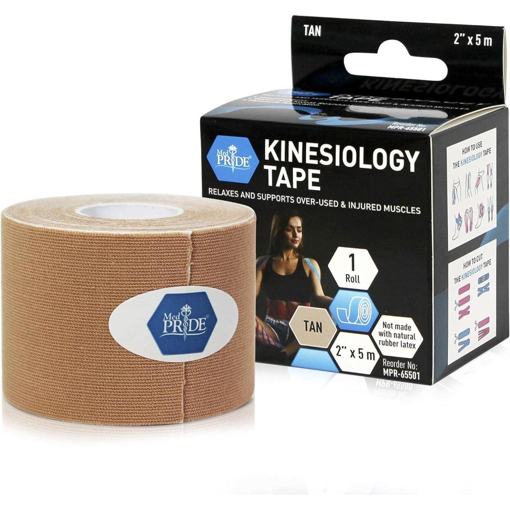 imageMED PRIDE Body Tape for Muscle Pain Relief Uncut 2in X 164ft Kinesiology Roll Breathable LatexFree Athletic Support PinkTan