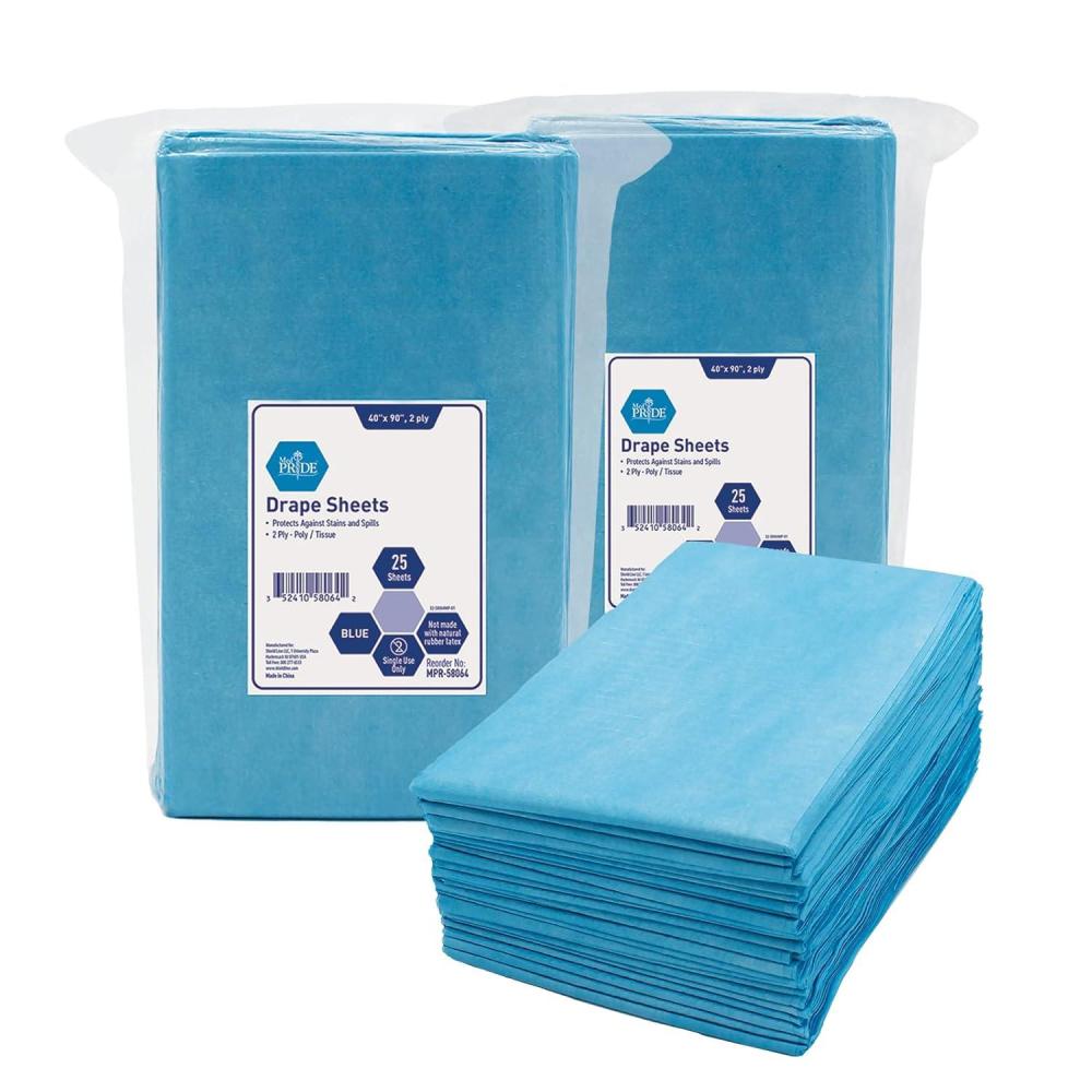 imageMED PRIDE Disposable Drape Sheets Pack of 25  2Ply Hospital Drapes for Stain ampamp Spill Protection Leakproof Medical Paper Sheet Covers for Treatment Tables Exams Stretchers Massage Tables Spa50