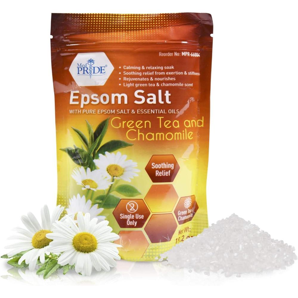 imageMED PRIDE Menthol Epsom Bath Salts for Pain Relief Soothing Muscle Recovery ampamp Relaxation with Essential Oils Foot Soak 192 Ounce Pack of 1Green Tea  Chamomile