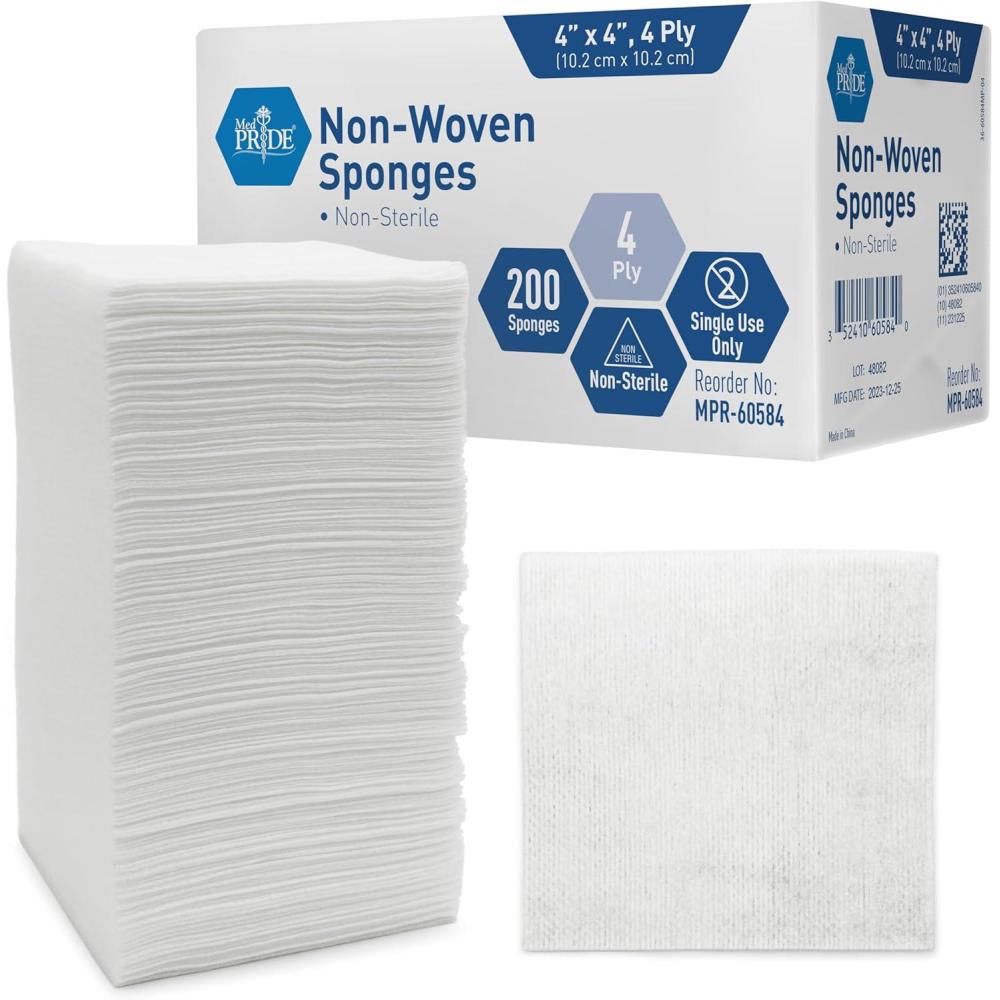 imageMED PRIDE NonWoven NonSterile Surgical Sponges 200 Pack 4in X 4in 4Ply Gauze Pads for First Aid Wound Care