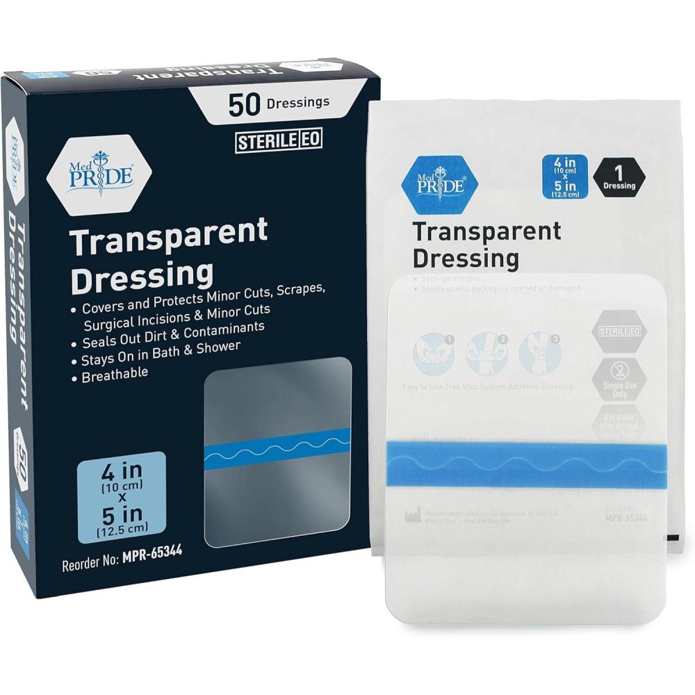 imageMED PRIDE Sterile Adhesive Transparent Film Dressing for Road Rash Wound Care Burns Tattoos  Breathable Hypoallergenic  10 Pack 6 x 84x5 Inch Pack of 50