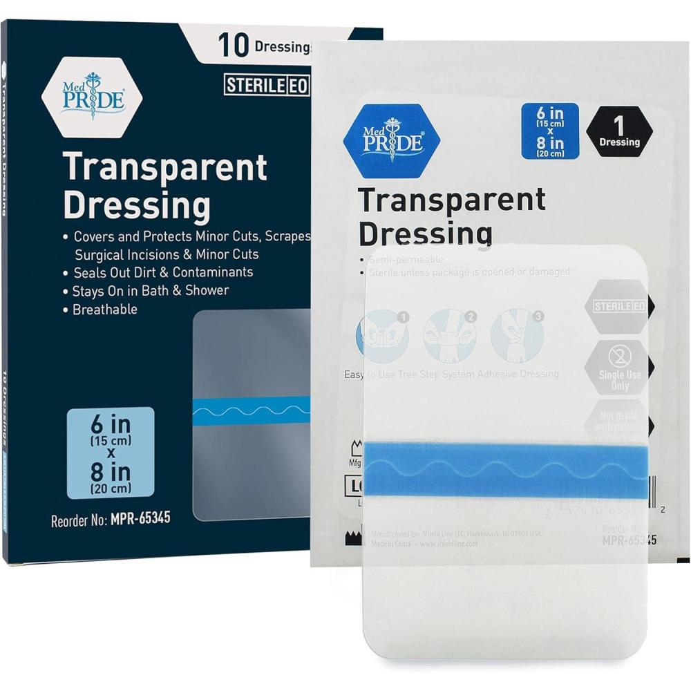 imageMED PRIDE Sterile Adhesive Transparent Film Dressing for Road Rash Wound Care Burns Tattoos  Breathable Hypoallergenic  10 Pack 6 x 86 x 8